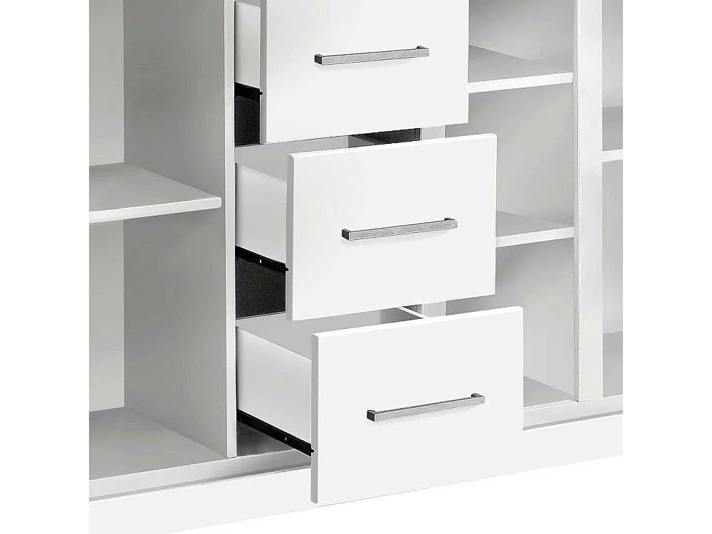 Weiße Esszimmerkommode mit drei Schubladen Kiefer Massivholz