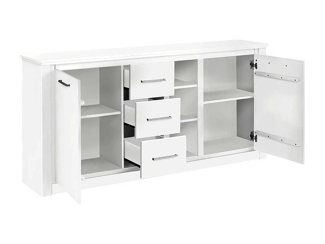 Weiße Esszimmerkommode mit drei Schubladen Kiefer Massivholz