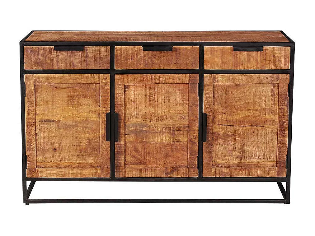 Sideboard aus Mangobaum Massivholz drei Schubladen und drei Türen