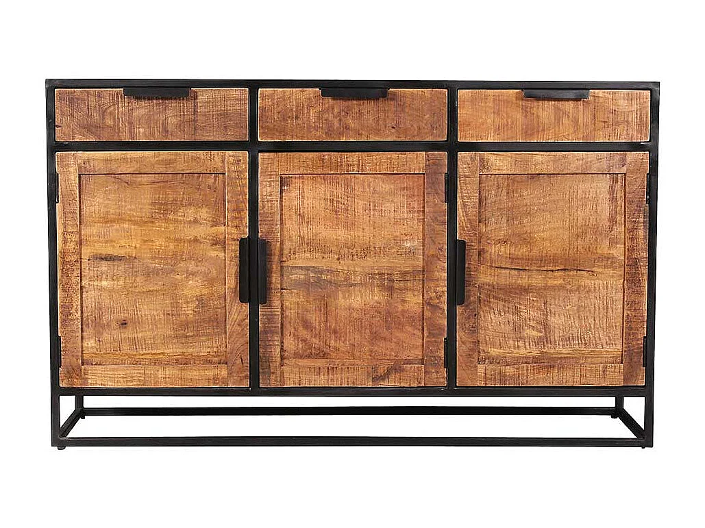 Sideboard aus Mangobaum Massivholz drei Schubladen und drei Türen