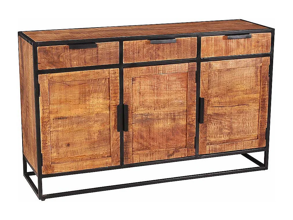 Sideboard aus Mangobaum Massivholz drei Schubladen und drei Türen
