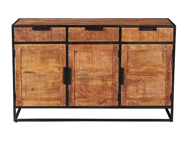 Sideboard aus Mangobaum Massivholz drei Schubladen und drei Türen