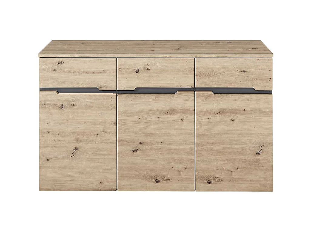 Modernes Sideboard in Wildeichefarben und Dunkelgrau 135 cm breit