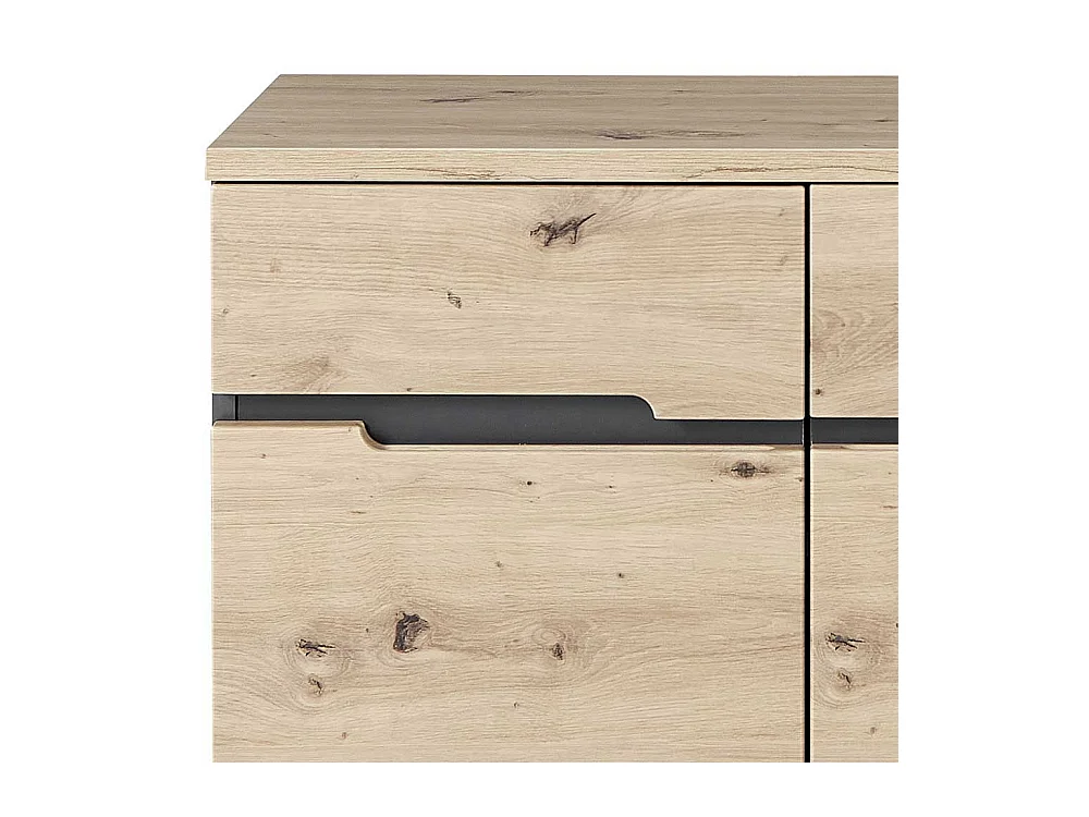 Modernes Sideboard in Wildeichefarben und Dunkelgrau 135 cm breit