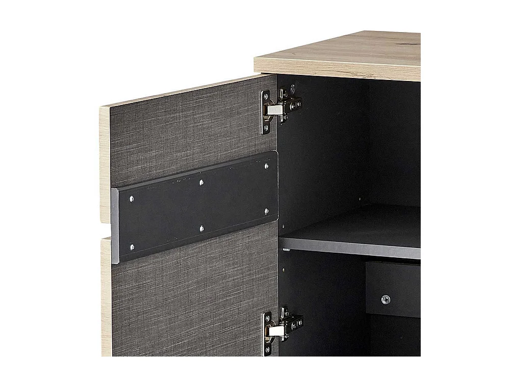 Modernes Sideboard in Wildeichefarben und Dunkelgrau 135 cm breit