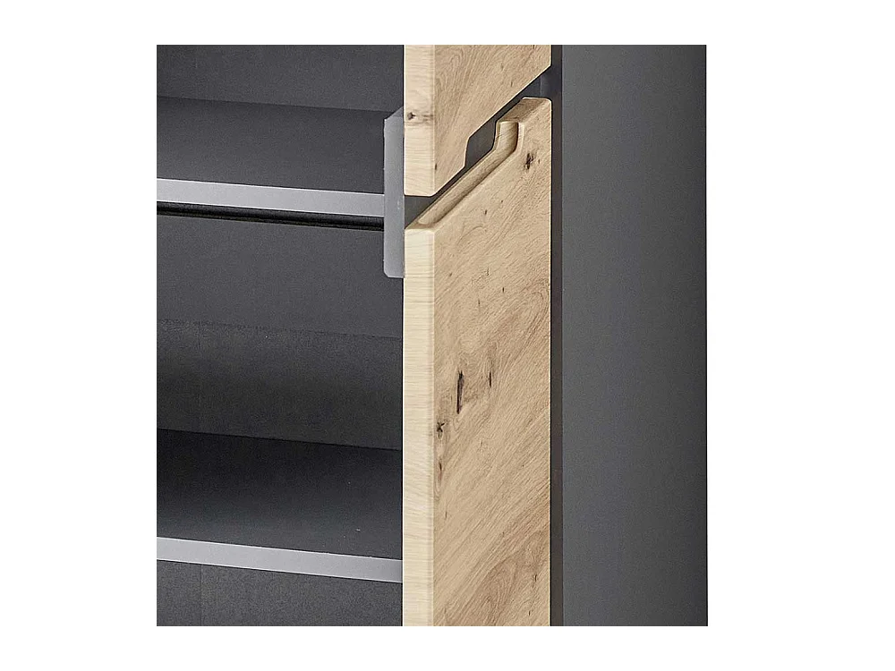 Modernes Sideboard in Wildeichefarben und Dunkelgrau 135 cm breit