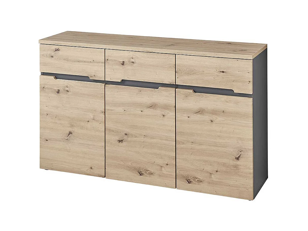 Modernes Sideboard in Wildeichefarben und Dunkelgrau 135 cm breit