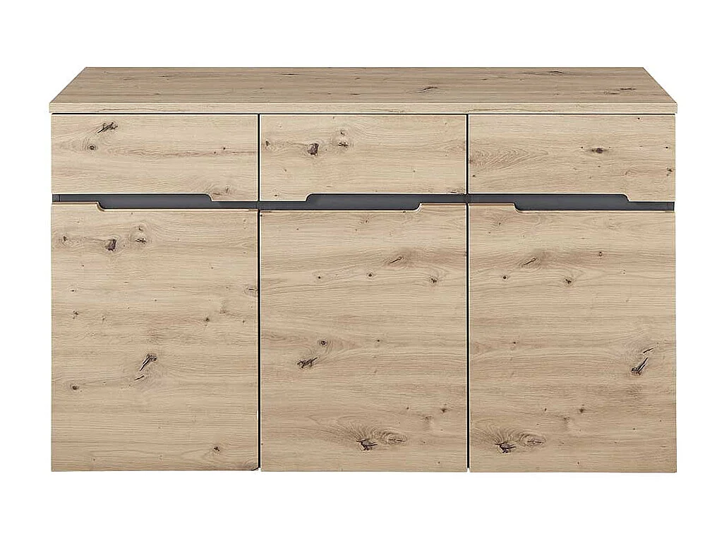 Modernes Sideboard in Wildeichefarben und Dunkelgrau 135 cm breit
