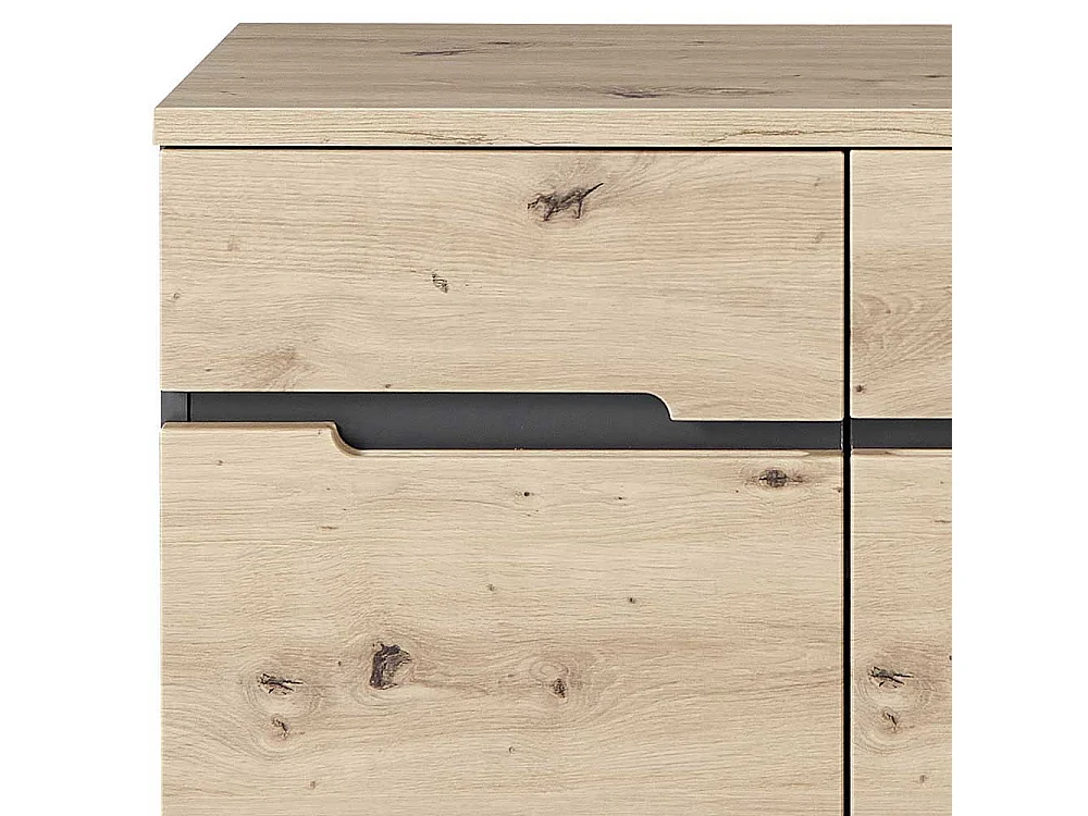 Modernes Sideboard in Wildeichefarben und Dunkelgrau 135 cm breit