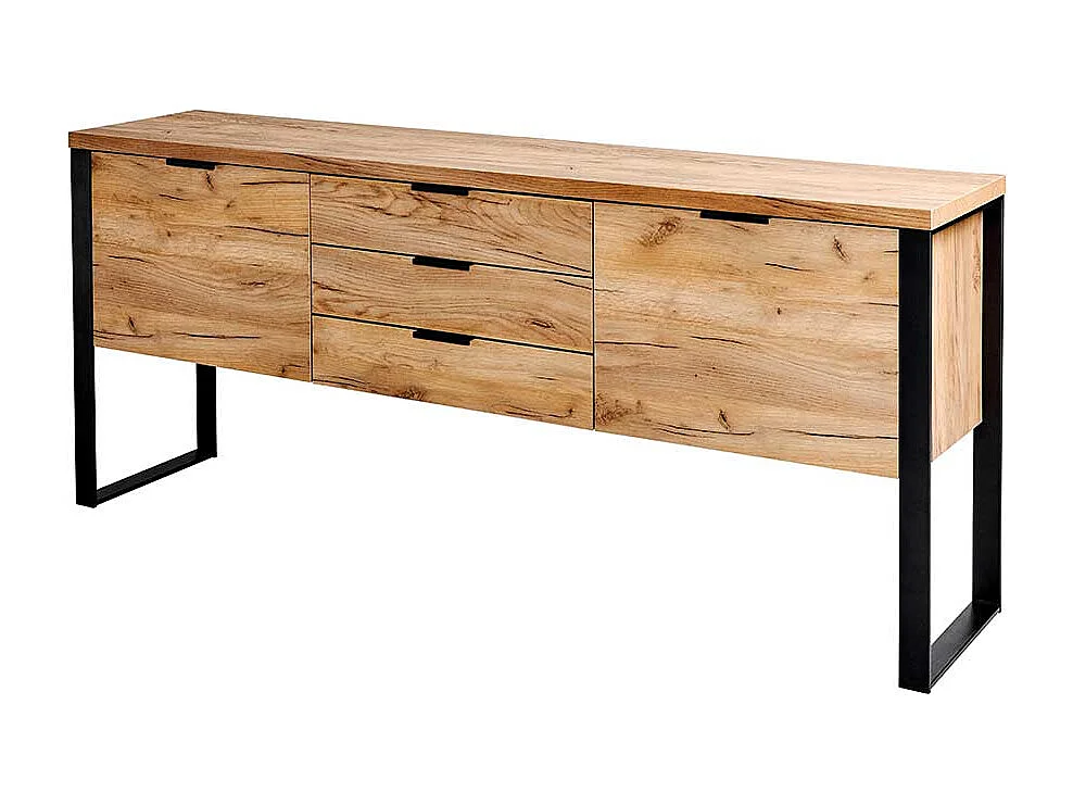Sideboard in Eichefarben und Schwarz 180 cm breit