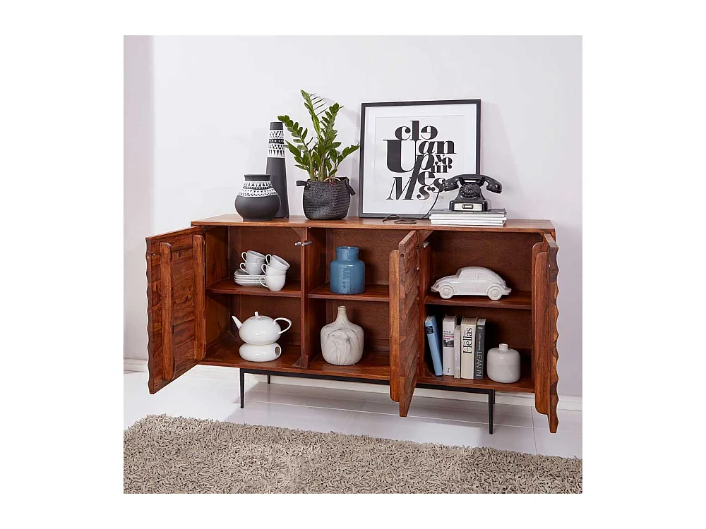 Holz Sideboard aus Sheesham Massivholz 150 cm breit