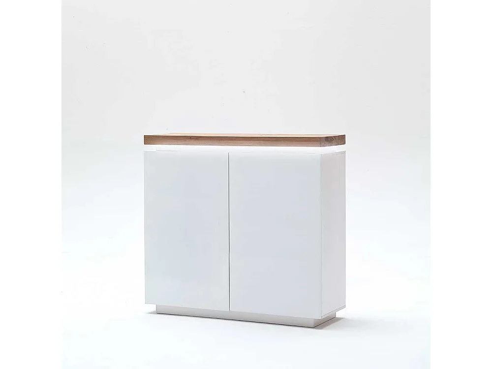 Türenkommode mit LED Beleuchtung Weiß Eiche