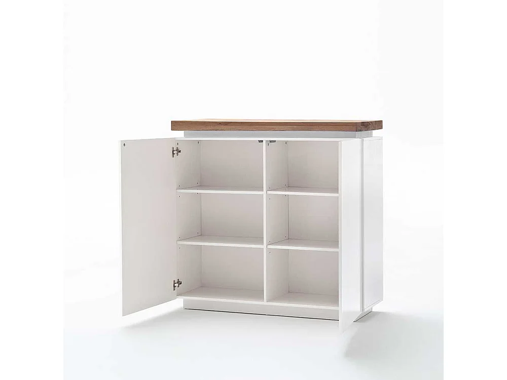 Türenkommode mit LED Beleuchtung Weiß Eiche