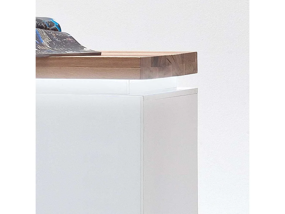 Türenkommode mit LED Beleuchtung Weiß Eiche