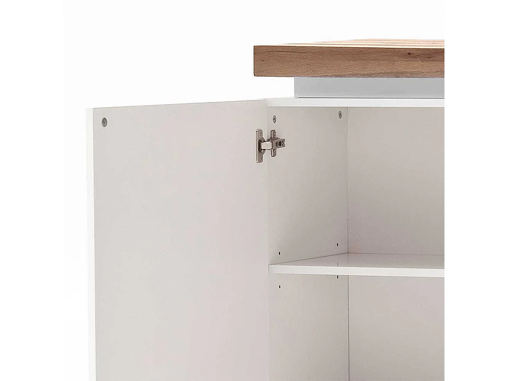 Türenkommode mit LED Beleuchtung Weiß Eiche