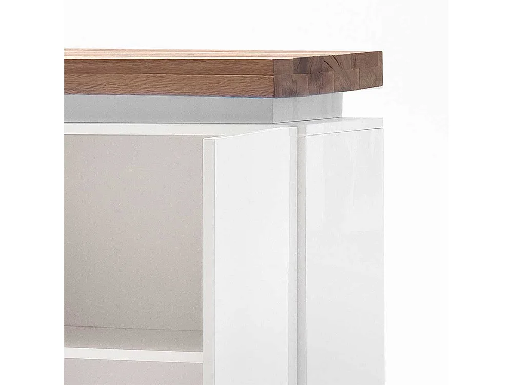 Türenkommode mit LED Beleuchtung Weiß Eiche