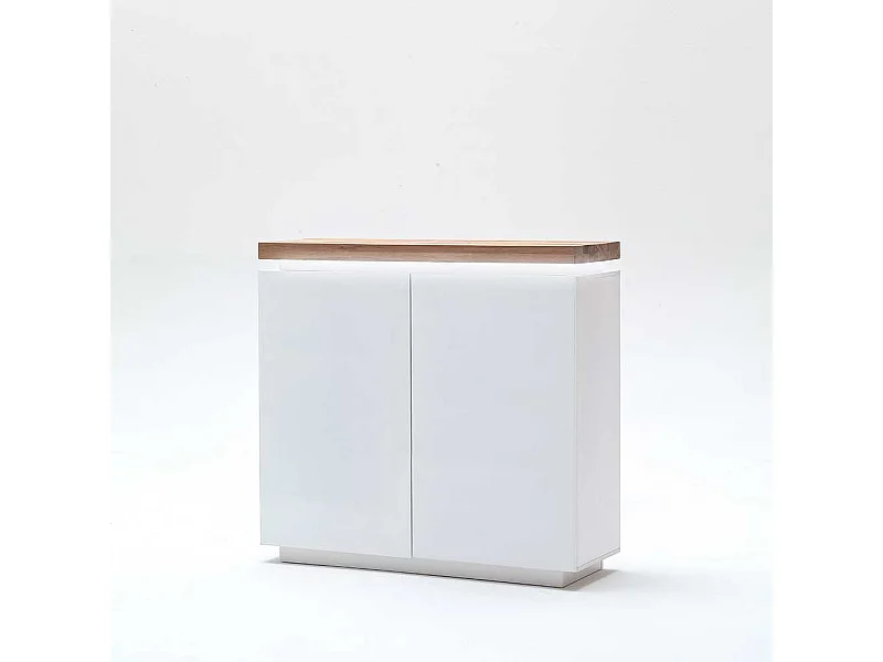 Türenkommode mit LED Beleuchtung Weiß Eiche