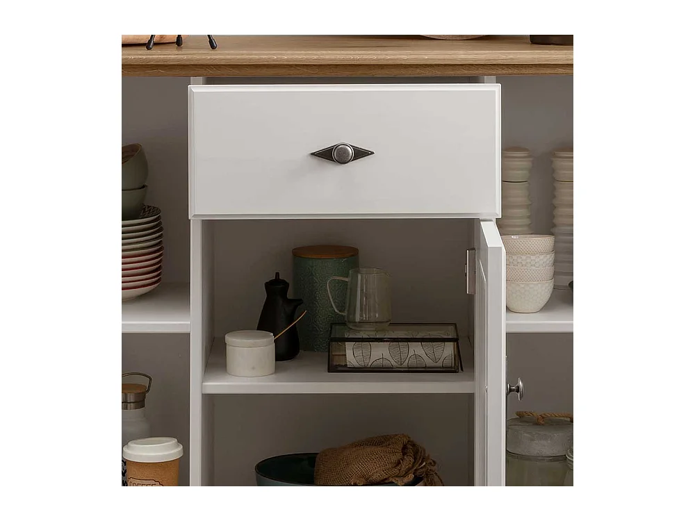 Sideboard Country Stil in Weiß Eichefarben