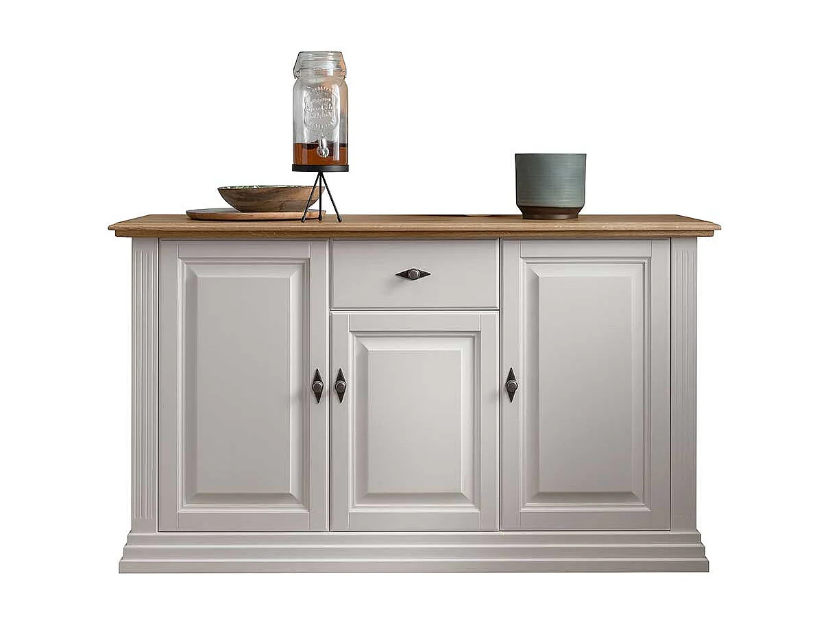 Sideboard Country Stil in Weiß Eichefarben