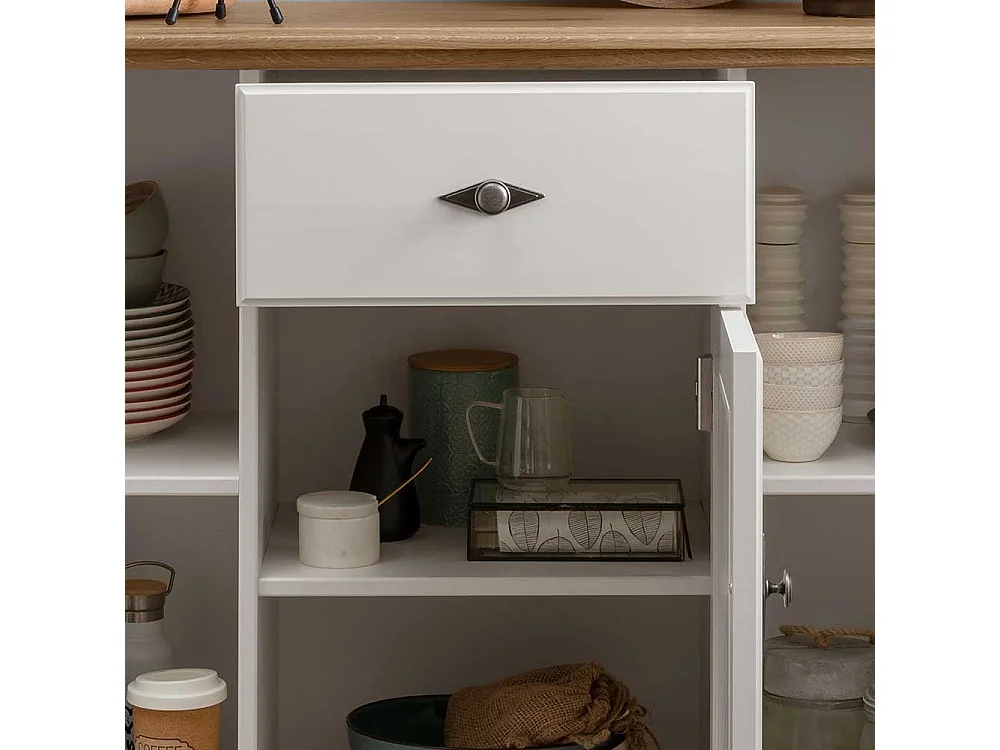 Sideboard Country Stil in Weiß Eichefarben