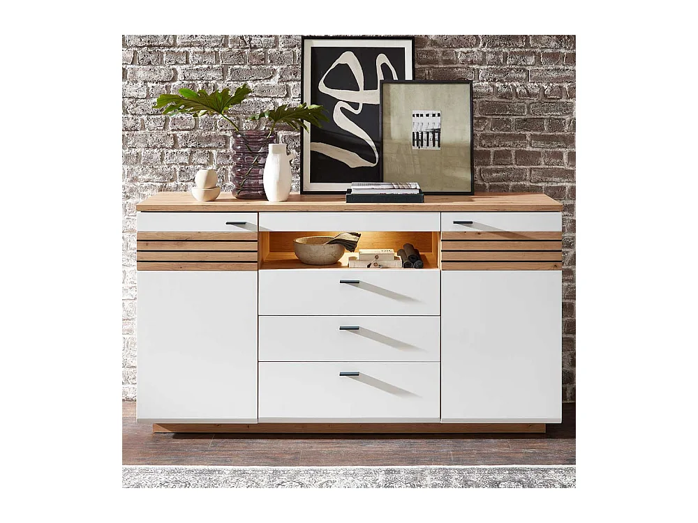 Sidebord Esszimmer in modernem Design Weiß und Wildeichefarben