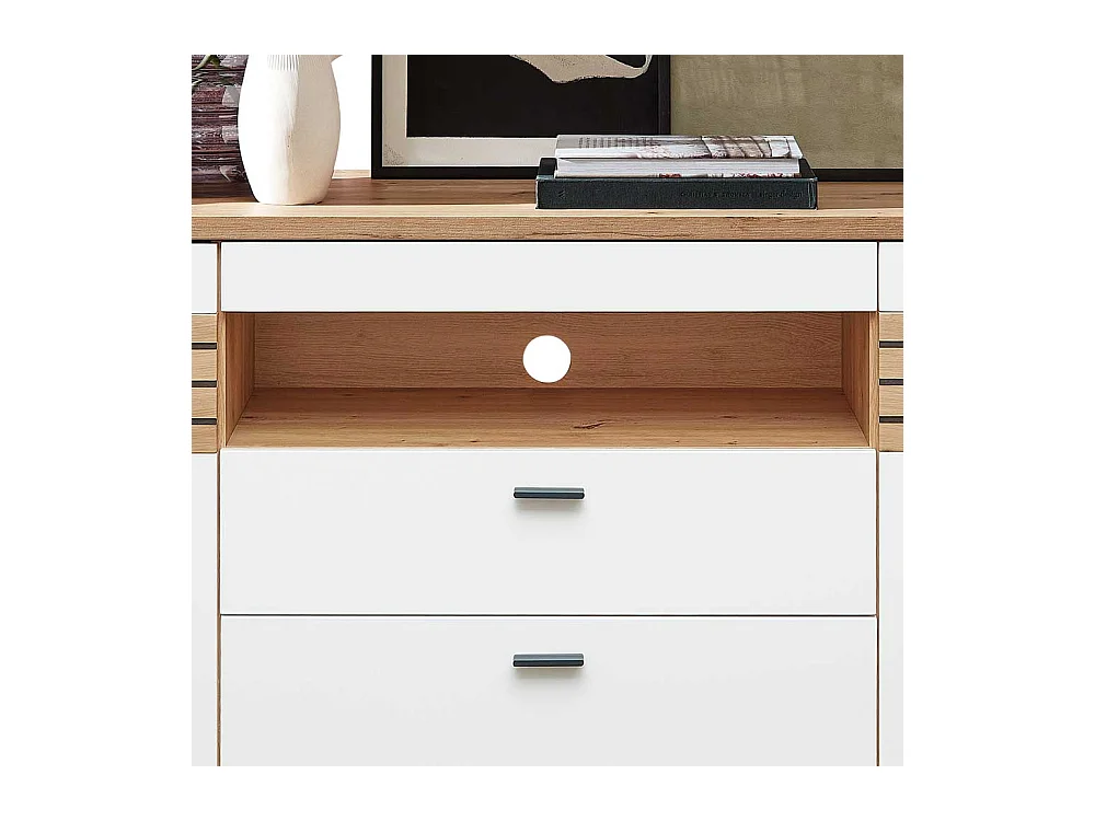 Sidebord Esszimmer in modernem Design Weiß und Wildeichefarben