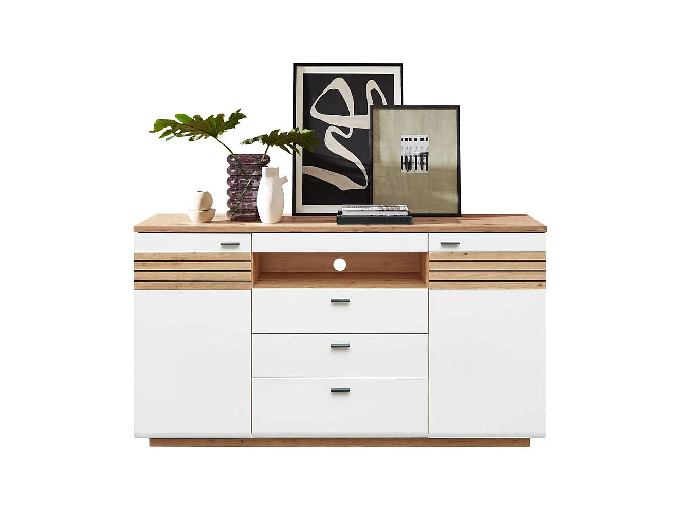 Sidebord Esszimmer in modernem Design Weiß und Wildeichefarben