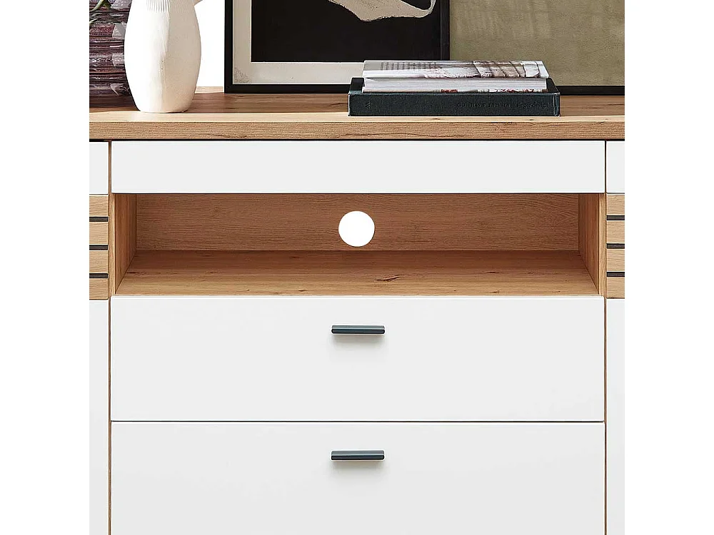 Sidebord Esszimmer in modernem Design Weiß und Wildeichefarben