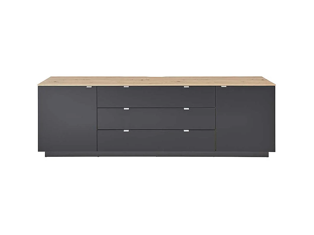 XL Sideboard modern in Schwarz und Wildeiche NB 240 cm breit