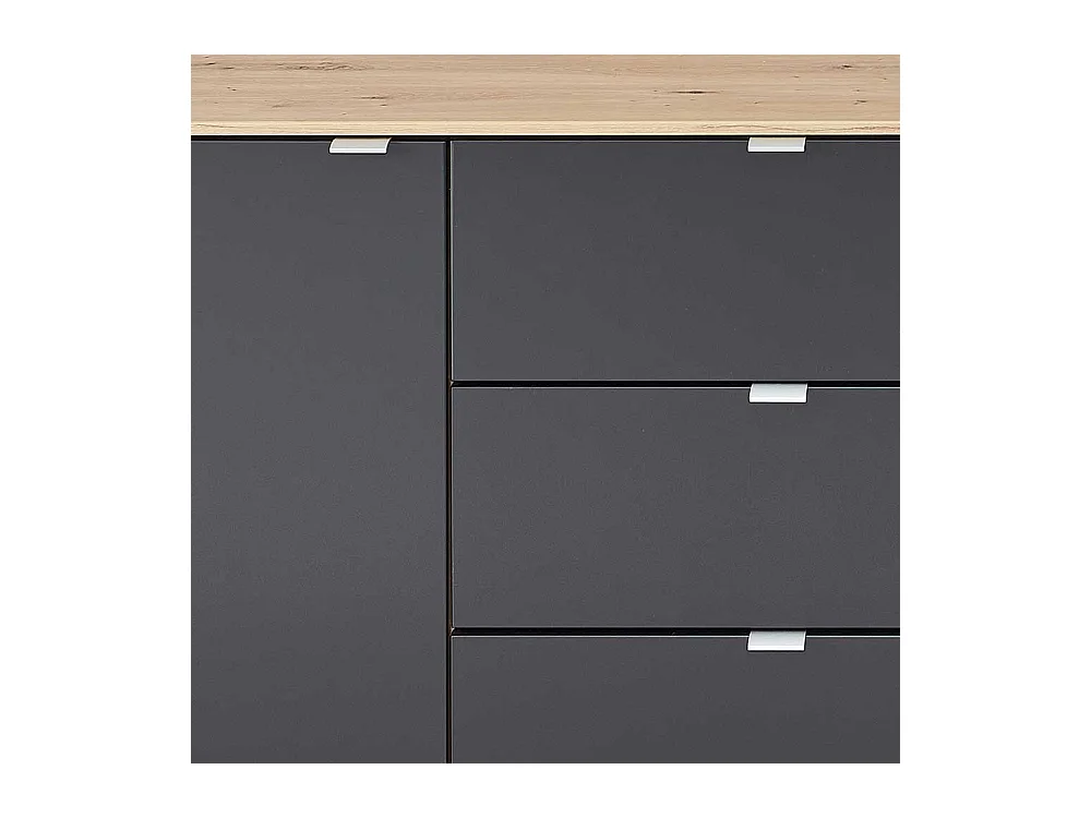 XL Sideboard modern in Schwarz und Wildeiche NB 240 cm breit