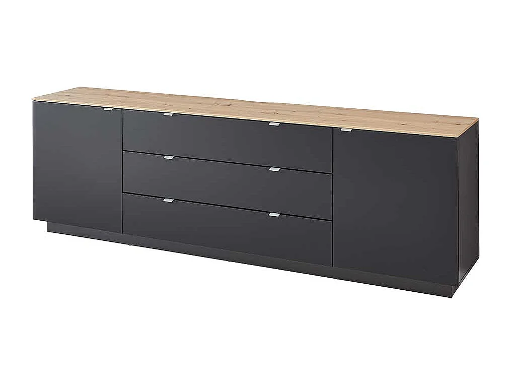 XL Sideboard modern in Schwarz und Wildeiche NB 240 cm breit