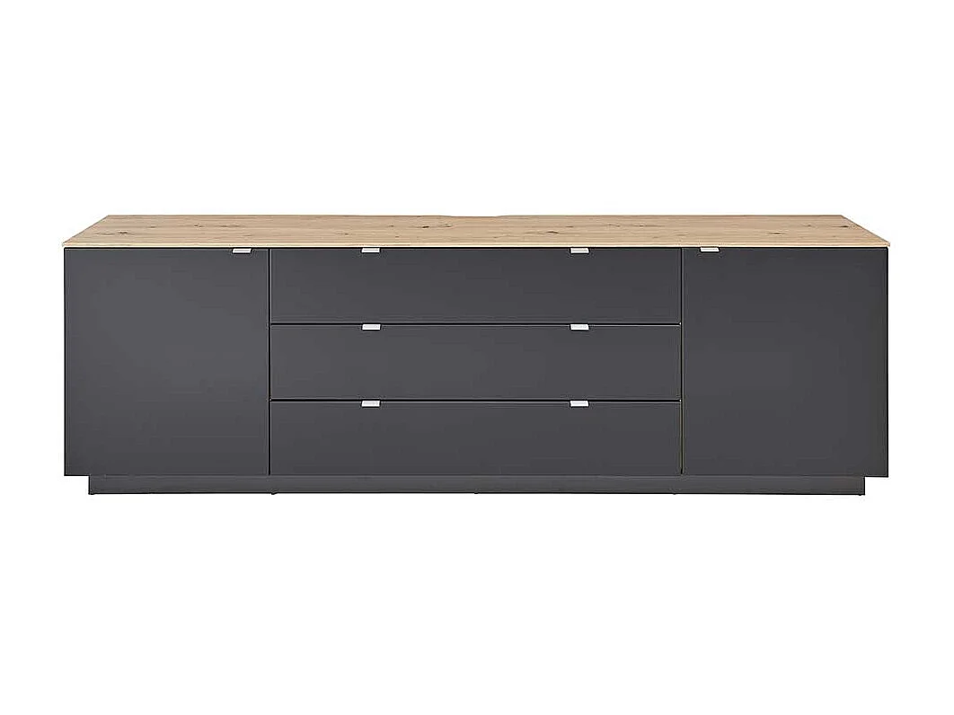 XL Sideboard modern in Schwarz und Wildeiche NB 240 cm breit