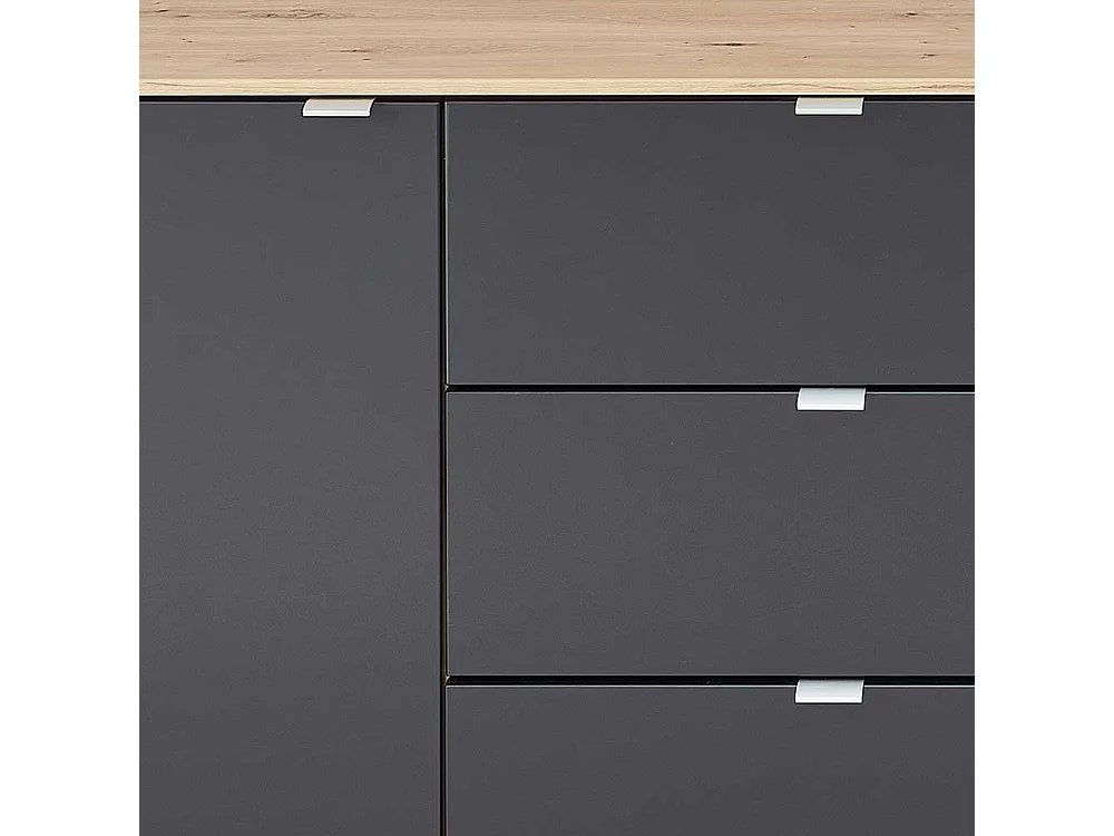 XL Sideboard modern in Schwarz und Wildeiche NB 240 cm breit