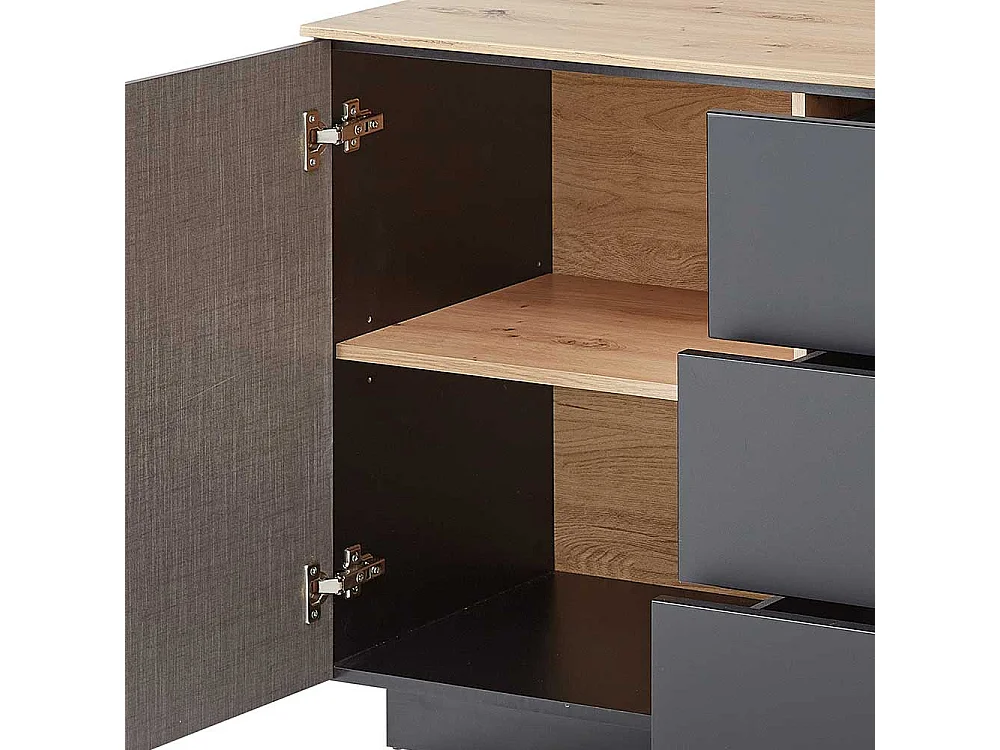 XL Sideboard modern in Schwarz und Wildeiche NB 240 cm breit