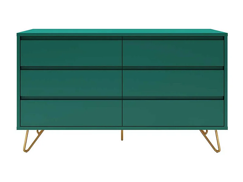 Design Sideboard in Grün und Goldfarben Vierfußgestell aus Metall
