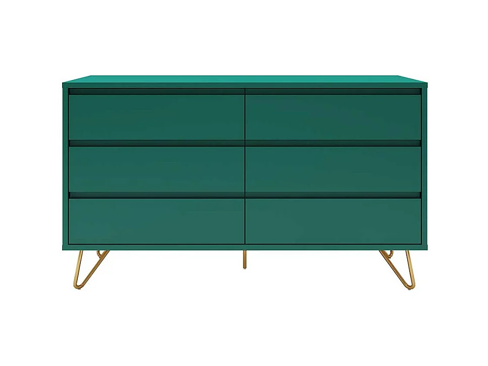 Design Sideboard in Grün und Goldfarben Vierfußgestell aus Metall