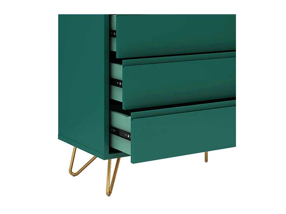 Design Sideboard in Grün und Goldfarben Vierfußgestell aus Metall
