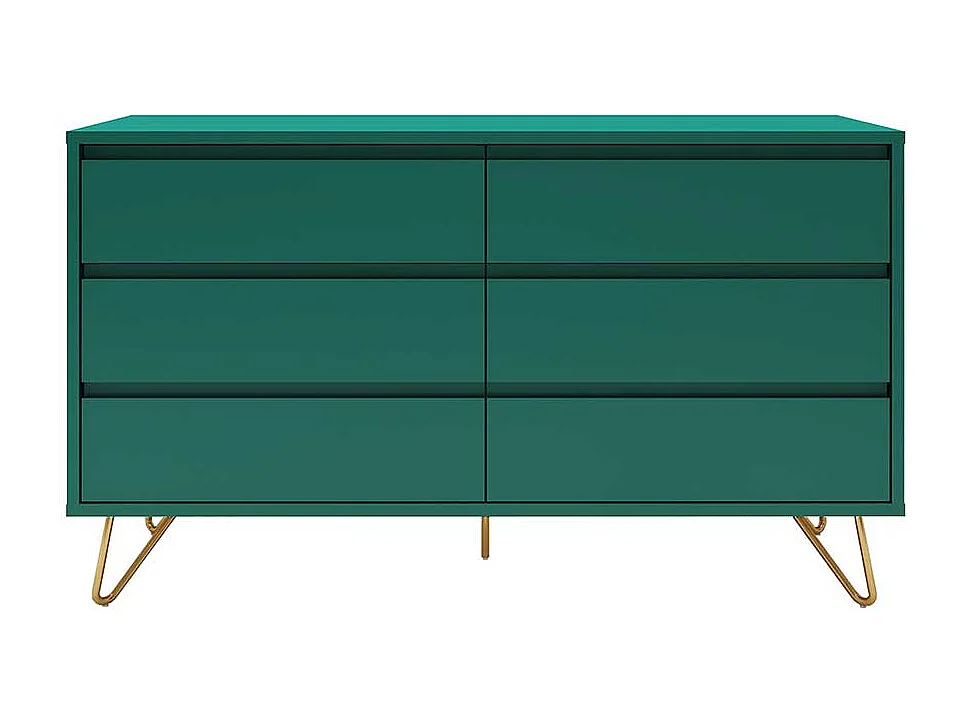 Design Sideboard in Grün und Goldfarben Vierfußgestell aus Metall