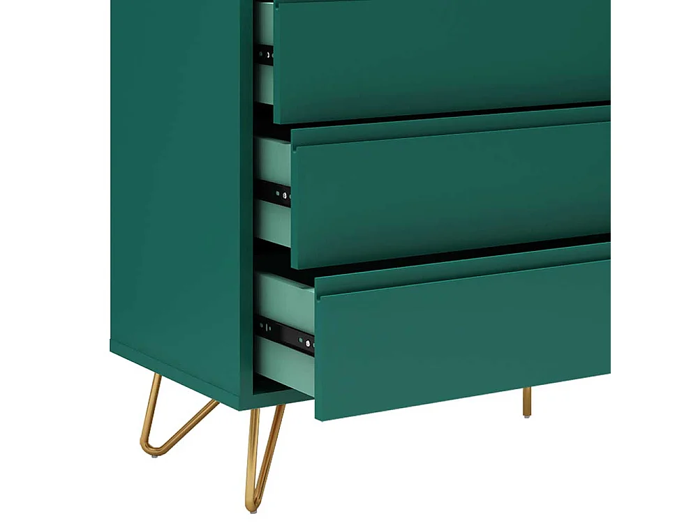 Design Sideboard in Grün und Goldfarben Vierfußgestell aus Metall