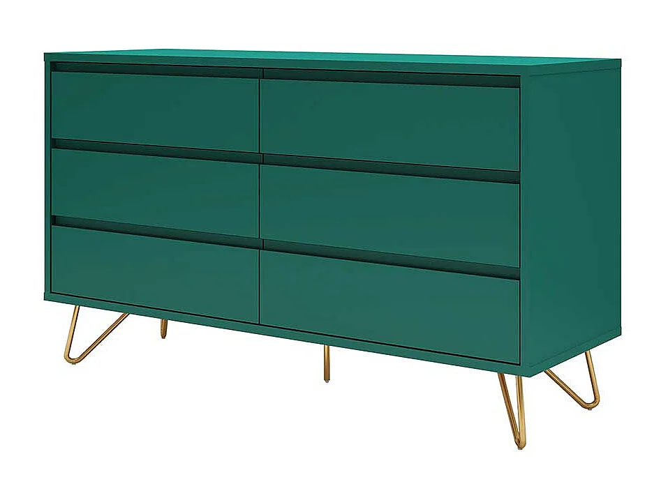 Design Sideboard in Grün und Goldfarben Vierfußgestell aus Metall