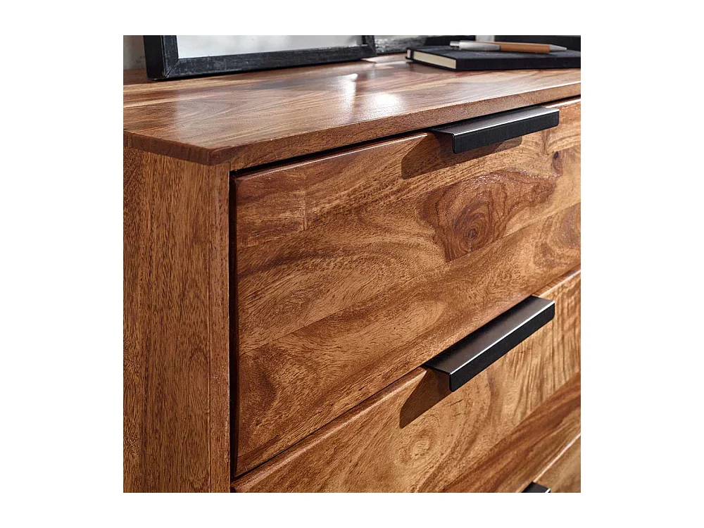 Modernes Sideboard aus Sheesham Massivholz sechs Schubladen