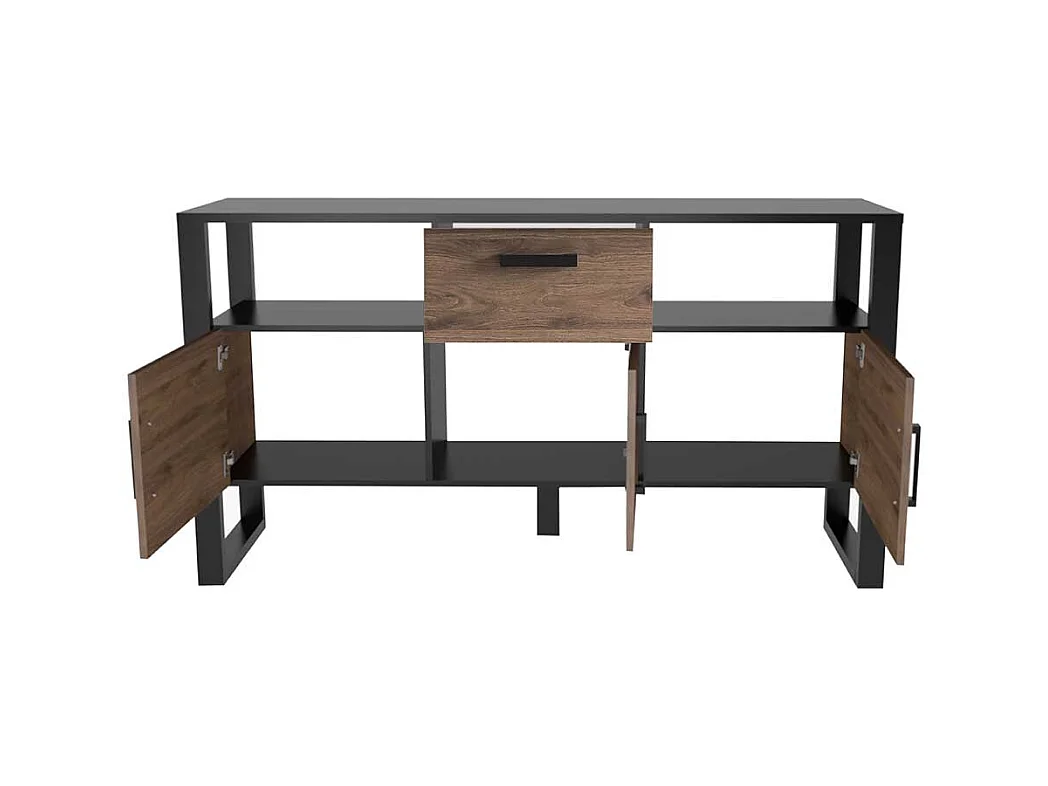 Esszimmersideboard in Nussbaum Holzoptik Schwarz