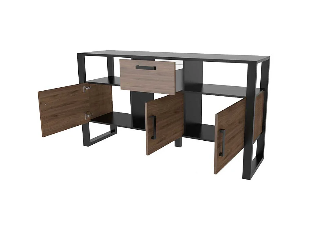 Esszimmersideboard in Nussbaum Holzoptik Schwarz