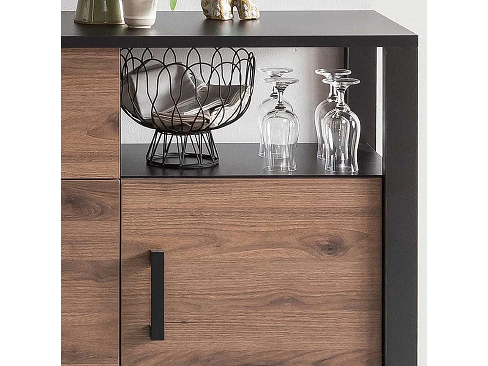 Esszimmersideboard in Nussbaum Holzoptik Schwarz