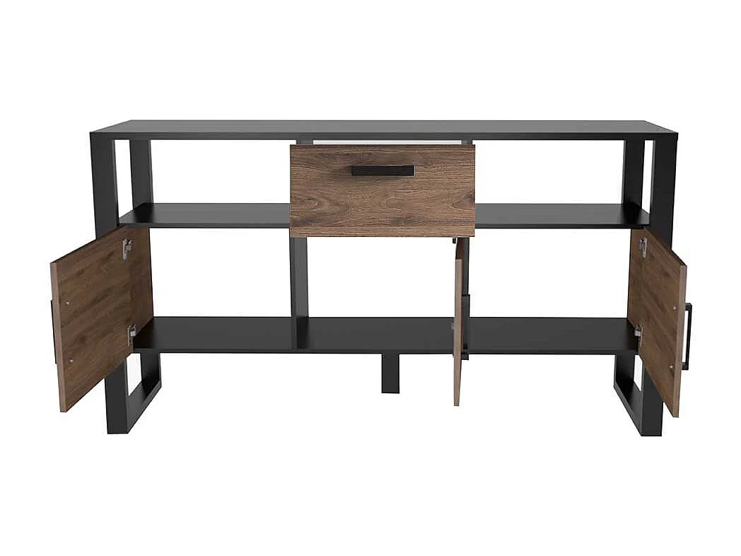 Esszimmersideboard in Nussbaum Holzoptik Schwarz