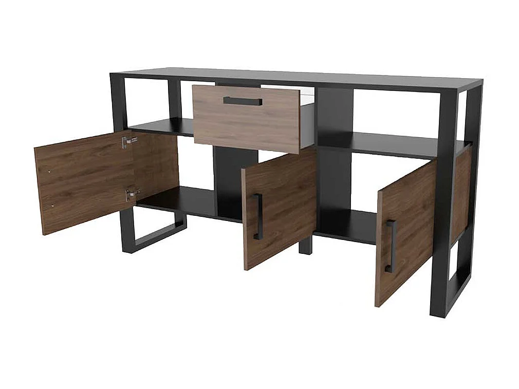 Esszimmersideboard in Nussbaum Holzoptik Schwarz