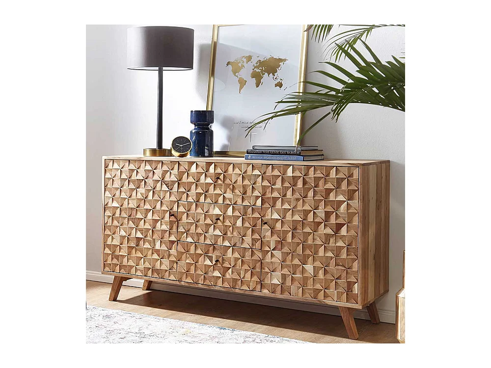 Design Sideboard aus Akazie Massivholz Retrostil