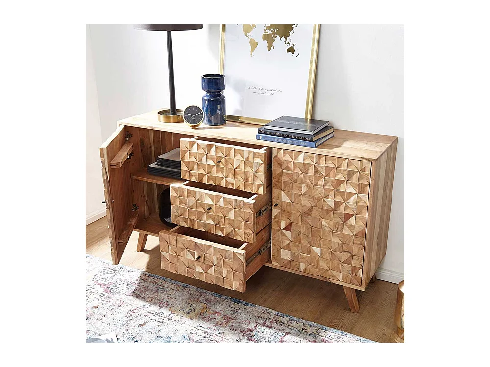 Design Sideboard aus Akazie Massivholz Retrostil