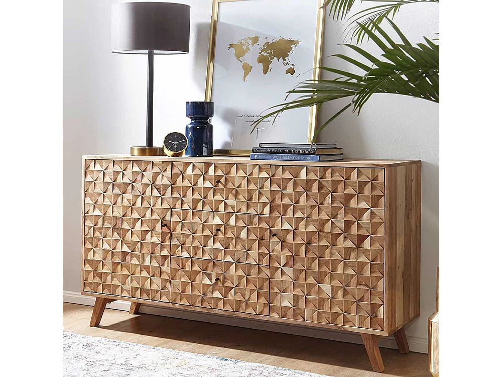 Design Sideboard aus Akazie Massivholz Retrostil