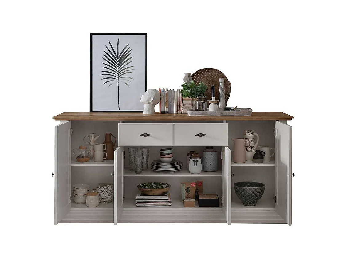 XL Sideboard im Landhausstil Kiefer und Eiche Massivholz